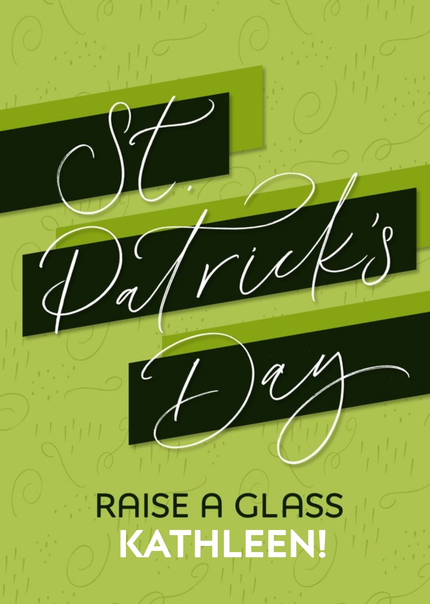 Moonpig Smooches Bright Graphic Raise A Glass St Patrick's Day Card Ecard
