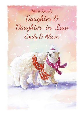 Traditional Daughter and Daughter-in-Law Polar Bear Christmas Card