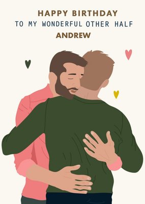 Illustration Of A Couple Hugging Birthday Card