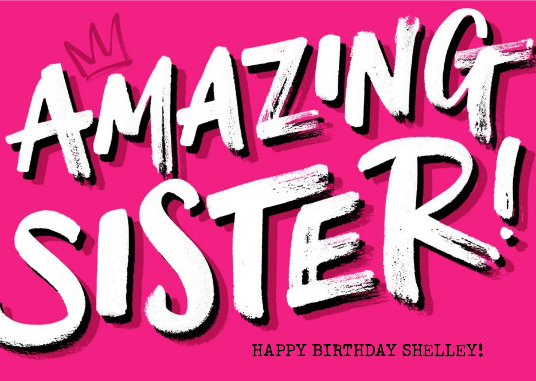 Amazing Sister Bright Pink Typographic Birthday Card Ecard