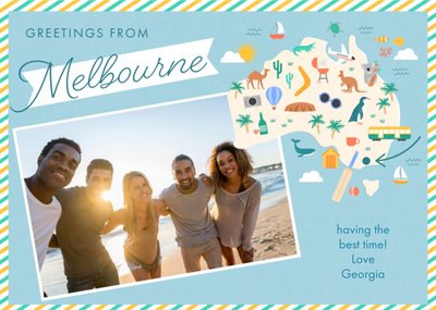 Greetings From Melbourne Postcard Style Photo Upload Card