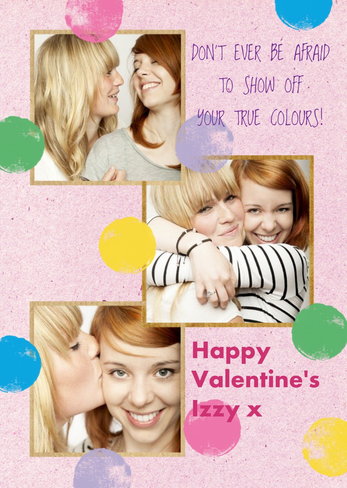 Moonpig Pink Polka Dot Paper Photo Upload Valentine's Card Ecard