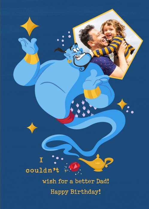 Aladdin Genie photo upload Birthday card for Dad