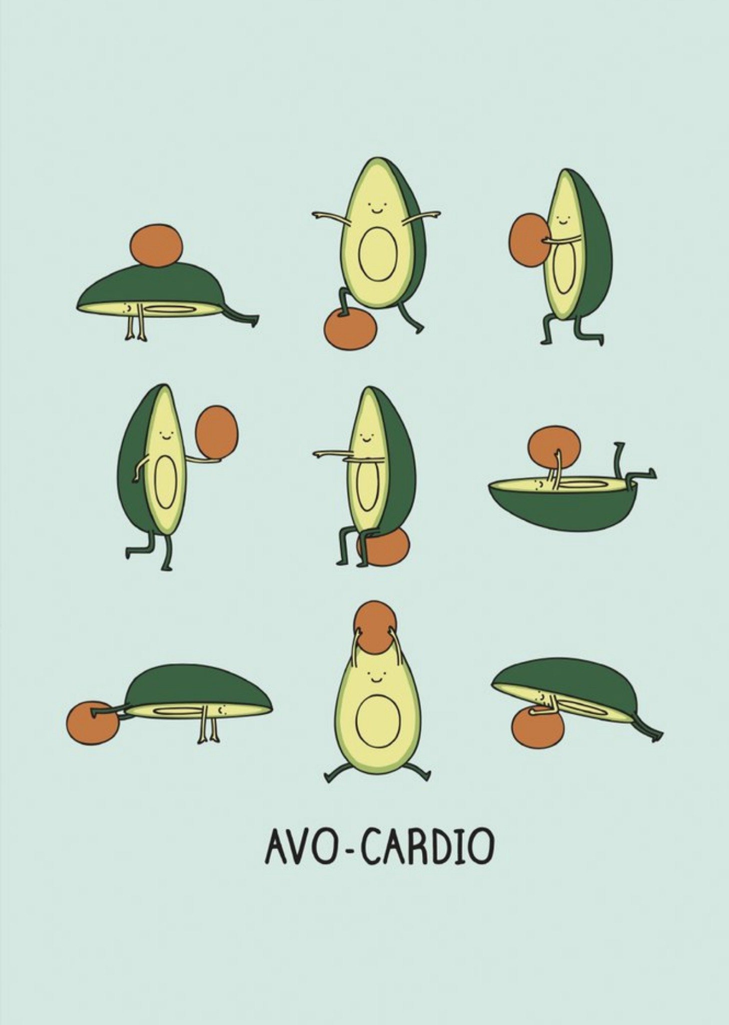 Modern Funny Avocado Exercise Avo-Cardio Card Ecard