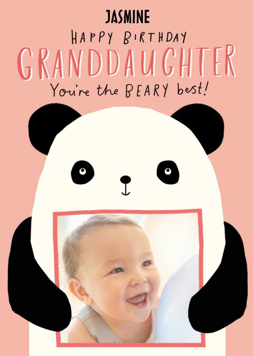 Cute photo upload illustrative Granddaughter Birthday Card  