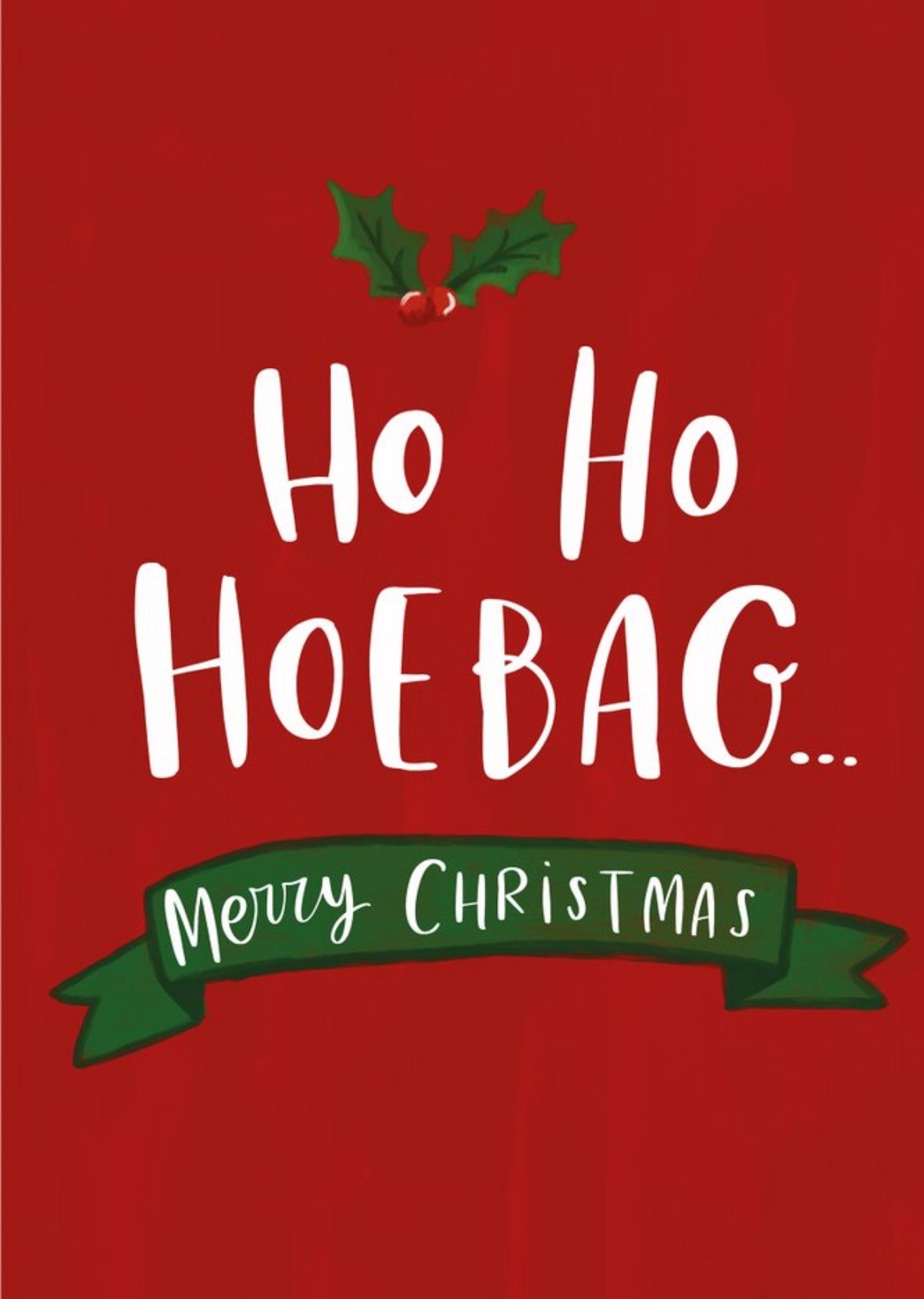 Modern Fun Illustration Ho Ho Hoebag Christmas Card