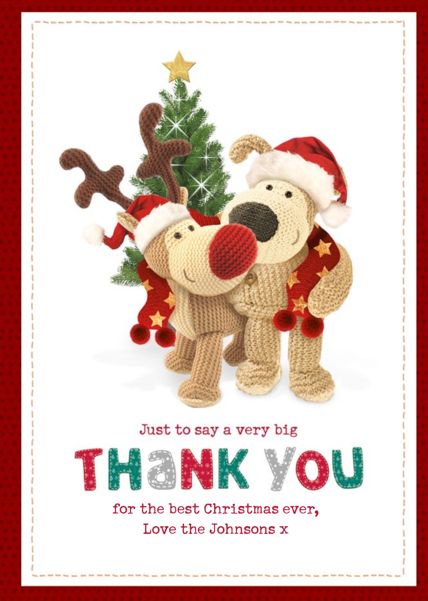 Boofle Very Big Thank You Christmas Card, Large