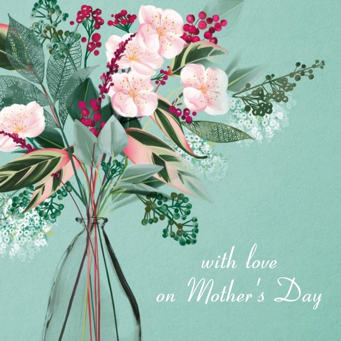 Vase of flower With Love Mother's Day Card