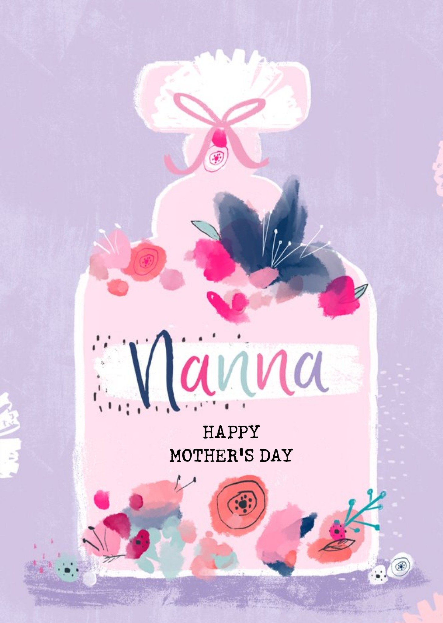 Moonpig Modern Floral Perfume Beauty Nanna Happy Mothers Day Card, Large
