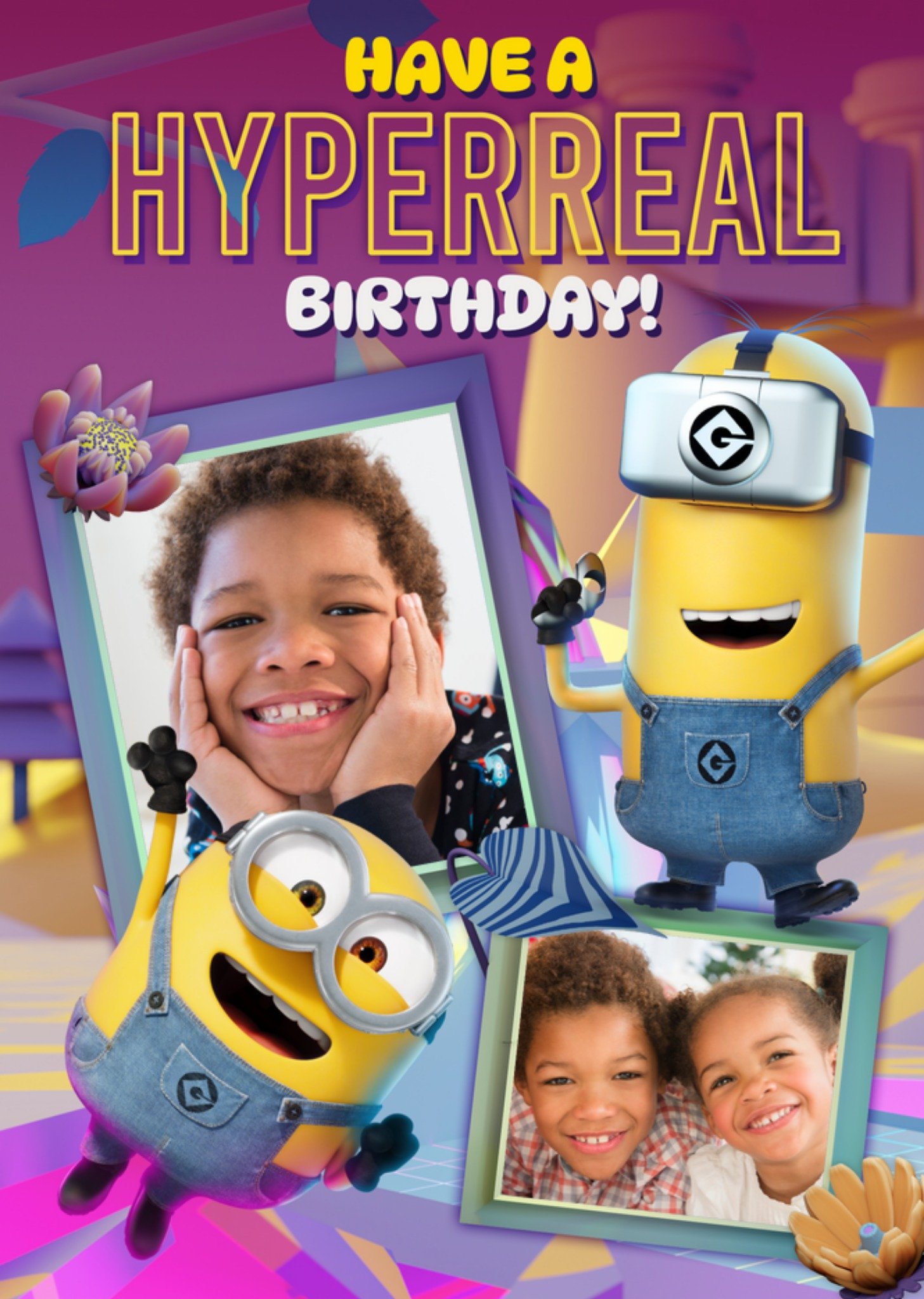 Minions Have A Hyper Real Birthday Photo Upload Card Ecard