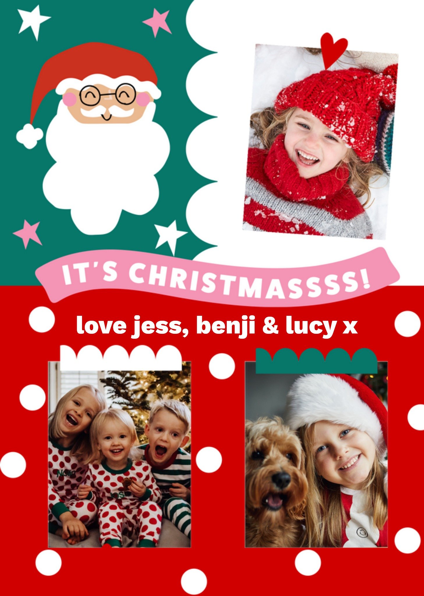 Moonpig Festive Bold Collage Frames Santa Photo Upload Christmas Card Ecard