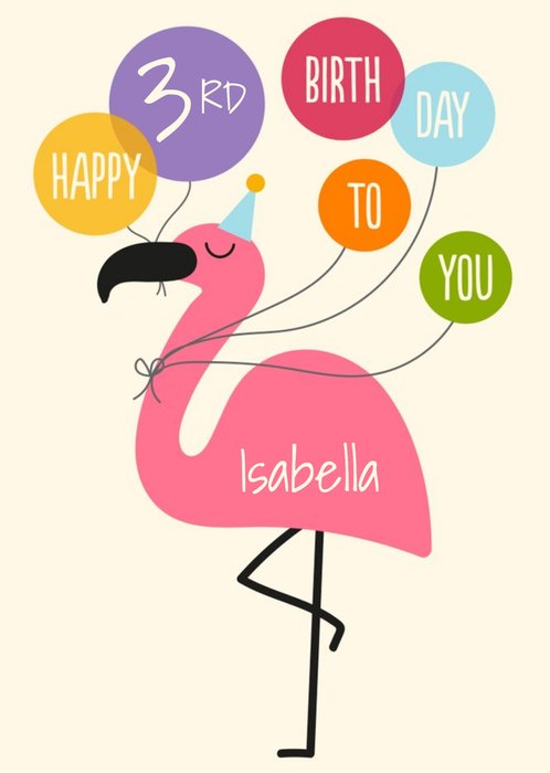 Cute Flamingo Personalised Age Birthday Card