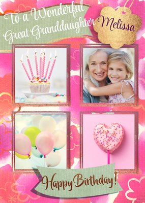 To a Wonderful Great Granddaughter Photo Upload Birthday Card