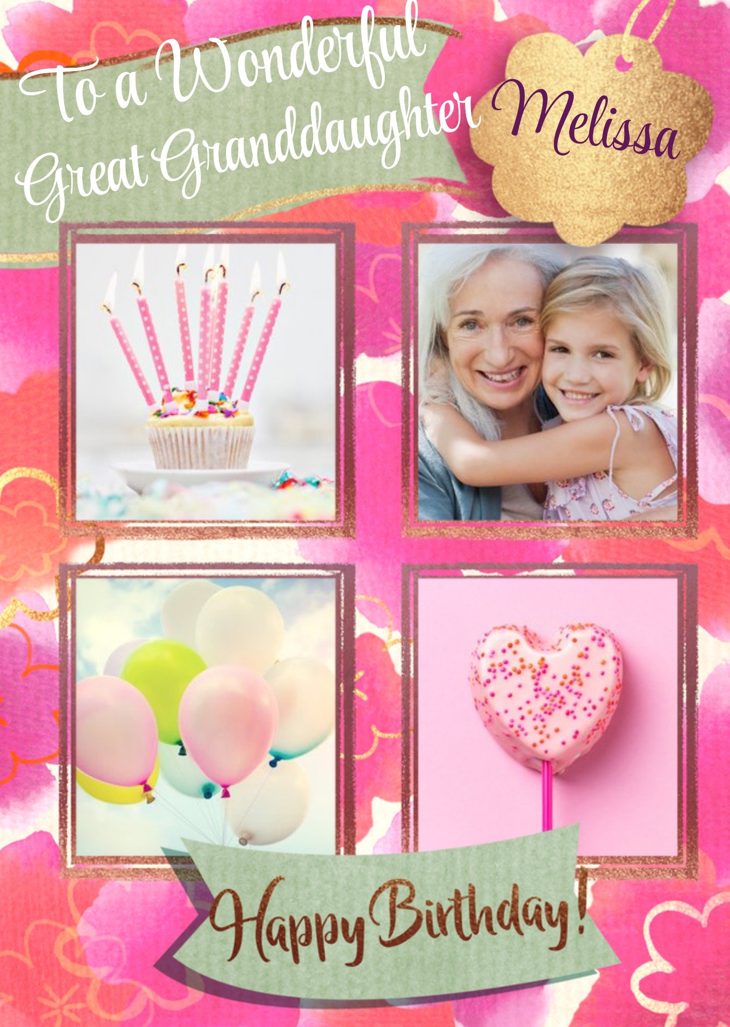 Moonpig To A Wonderful Great Granddaughter Photo Upload Birthday Card, Large