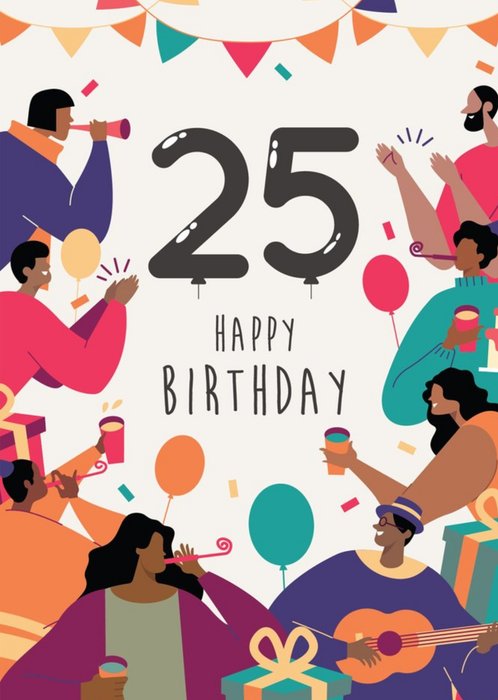 Anoela Party Illustration 25 Happy Birthday Card