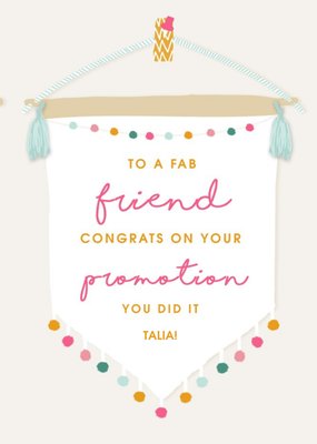 Typographic Design To A Fab Friend Congrats On Your Promotion Card