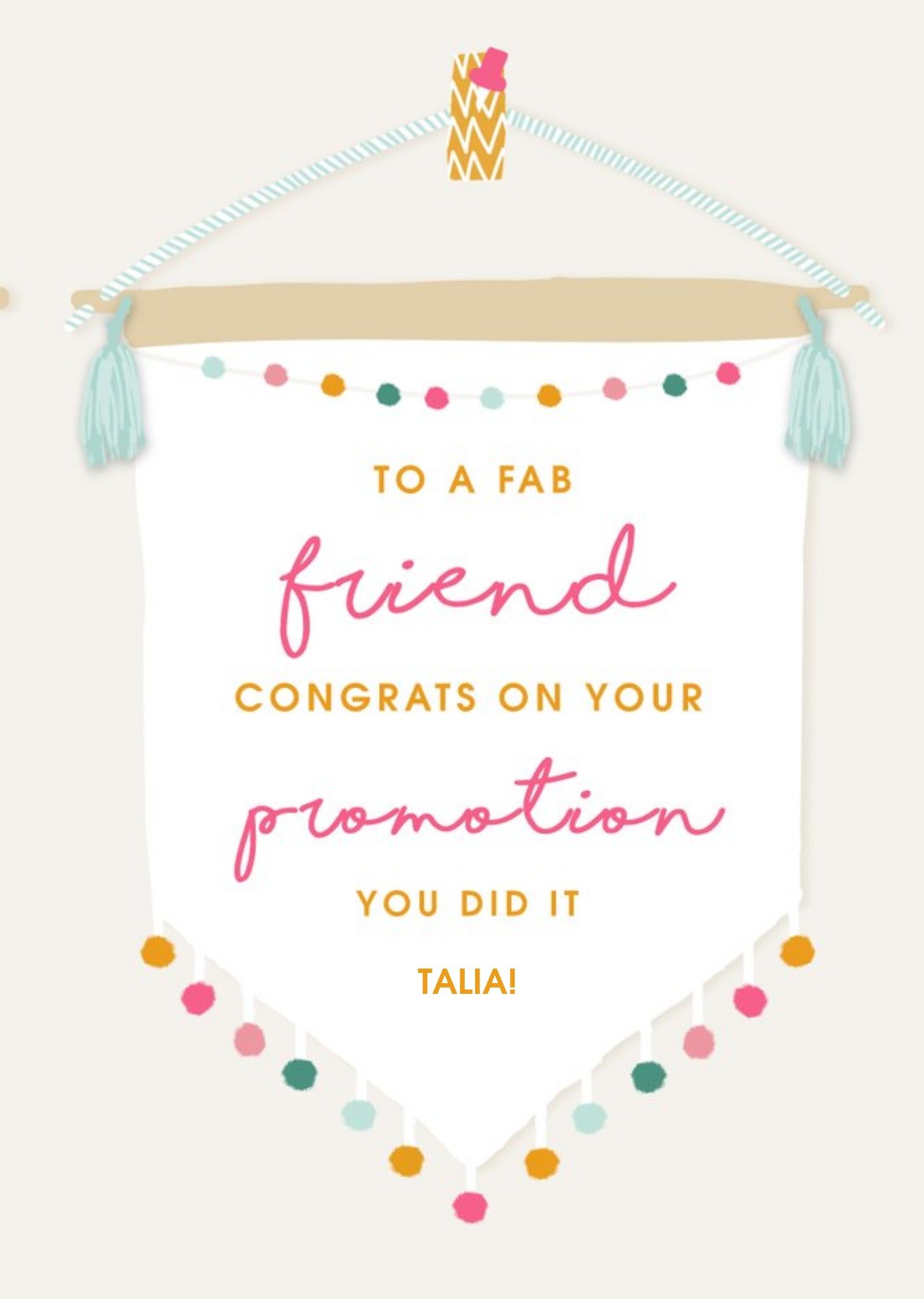 Moonpig Typographic Design To A Fab Friend Congrats On Your Promotion Card Ecard
