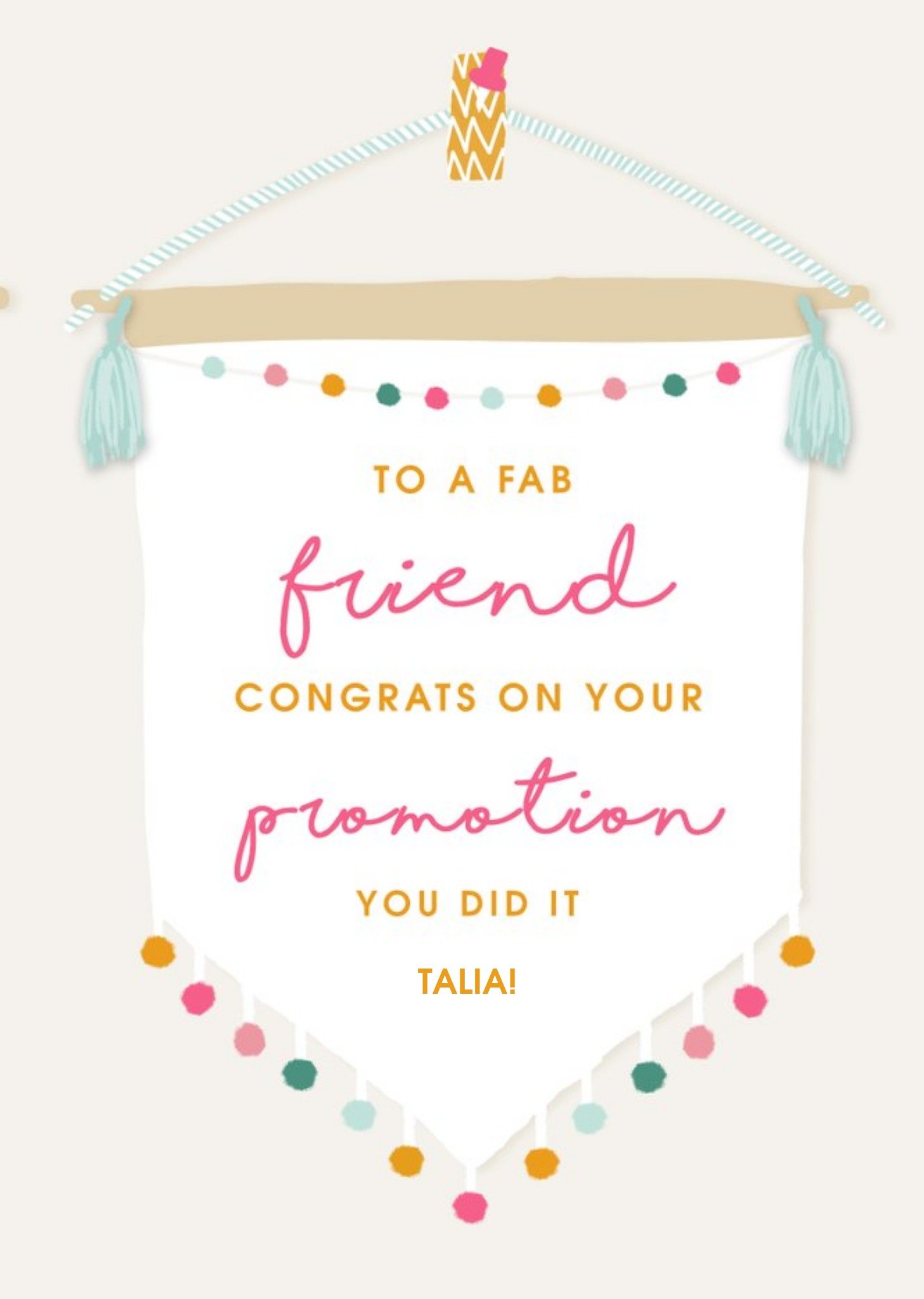 Typographic Design To A Fab Friend Congrats On Your Promotion Card Ecard