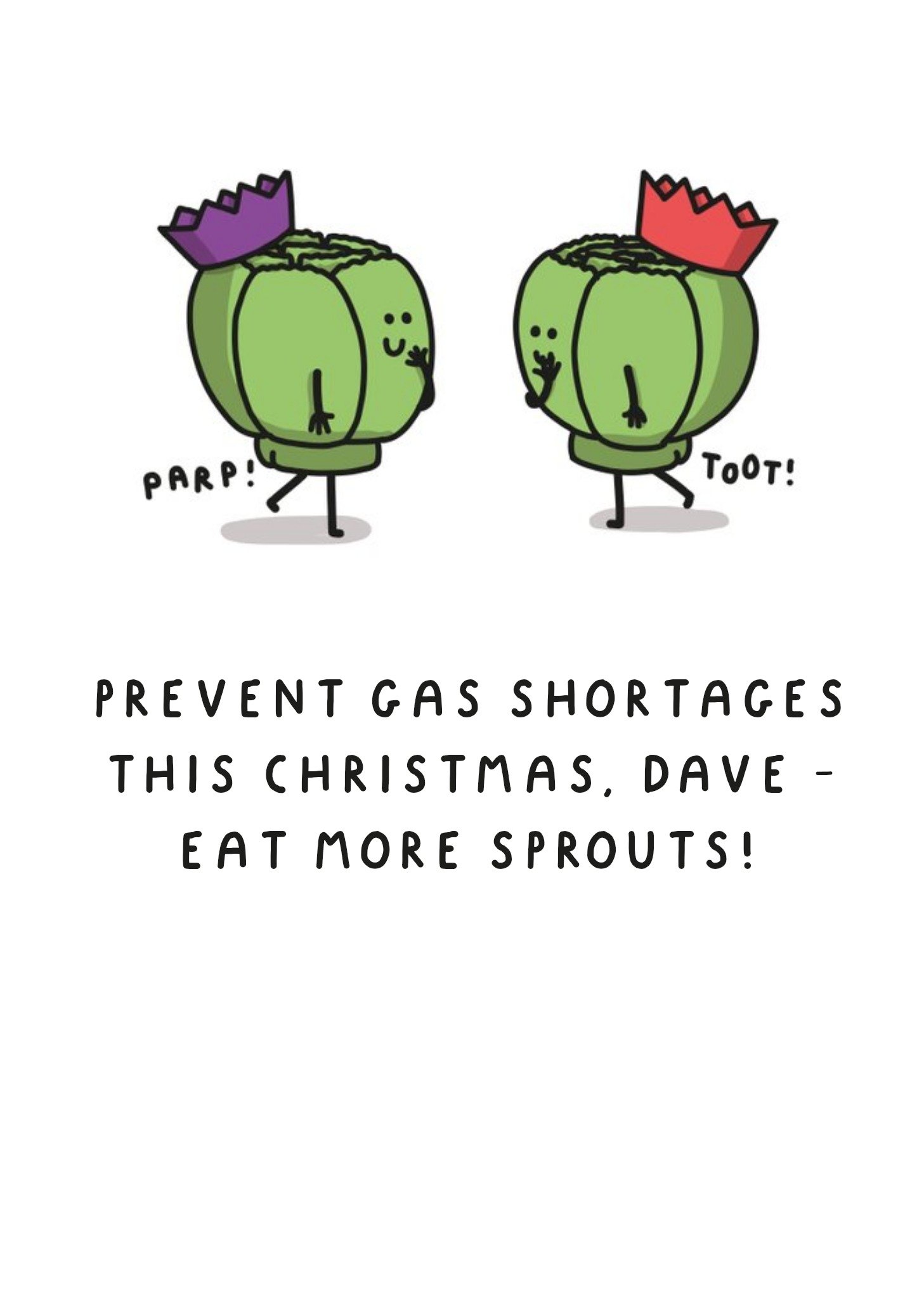 Moonpig Illustration Of Two Brussel Sprout Characters Humorous Christmas Card Ecard