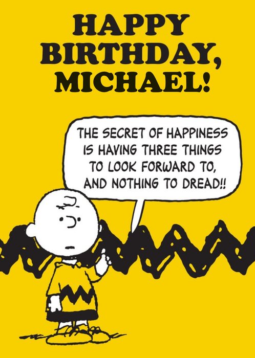 Snoopy Charlie Brown Secret Of Happiness Birthday Card