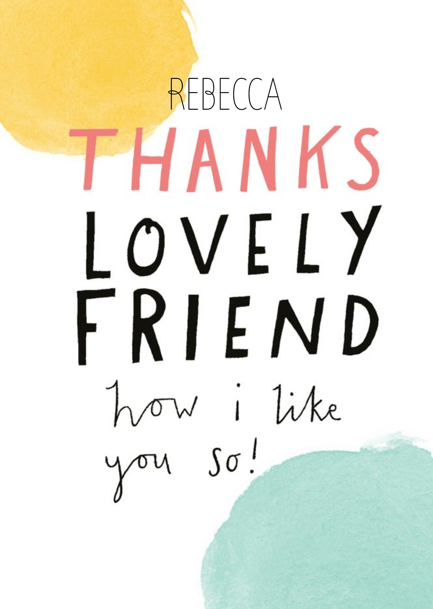 Personalised Thanks Lovely Friend Thank You Card Ecard