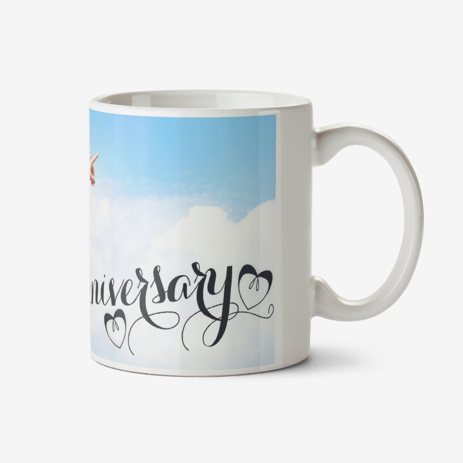 Happy Anniversary Calligraphy Hearts Photo Upload Mug Ceramic Mug