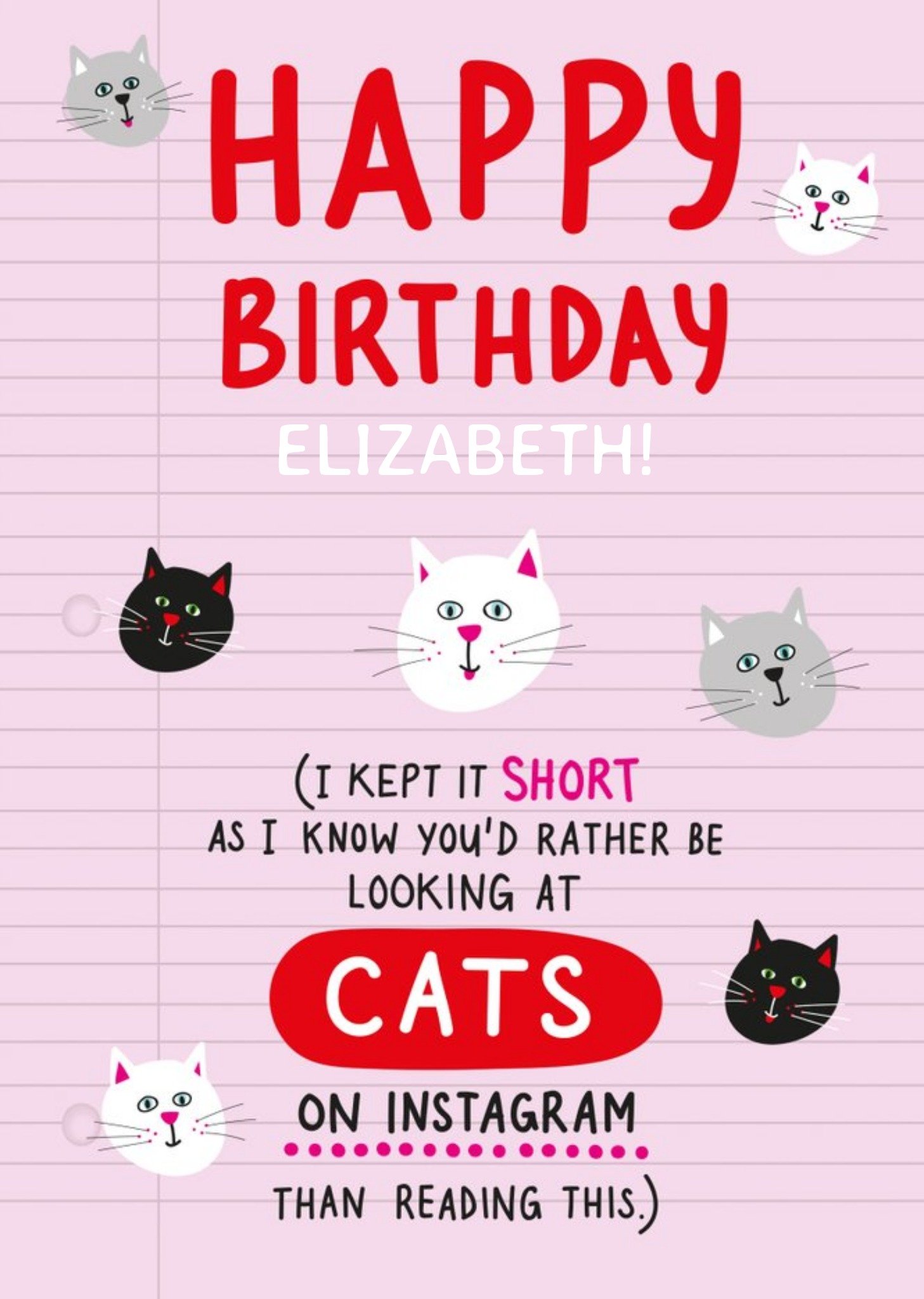 Funny Birthday Illustrative Cat Card Looking At Cats On Instagram Ecard