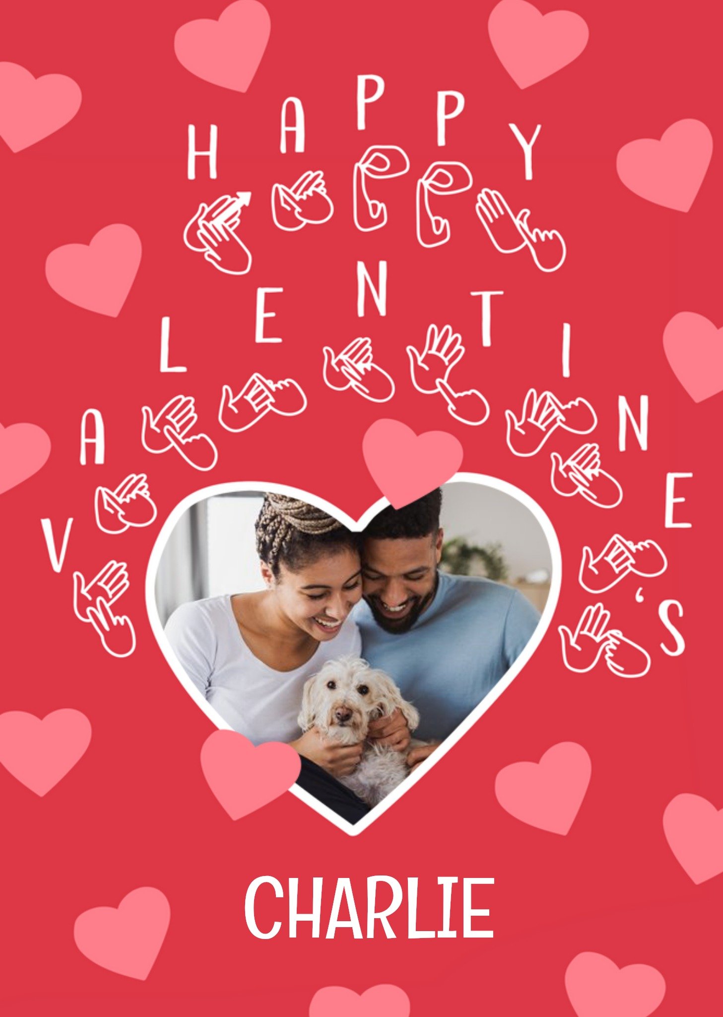 Moonpig Typography With Sign Language Symbols Photo Upload Valentine's Day Card Ecard