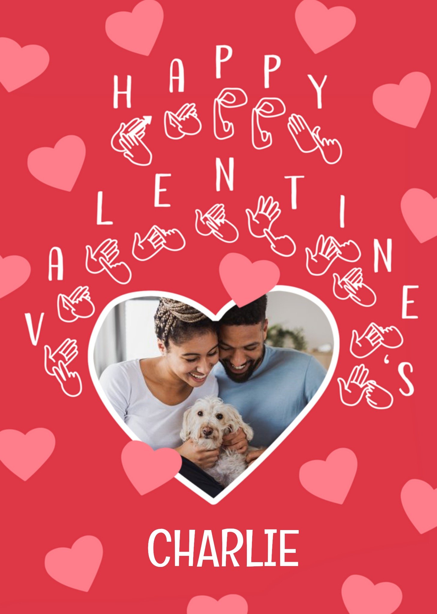 Typography With Sign Language Symbols Photo Upload Valentine's Day Card Ecard