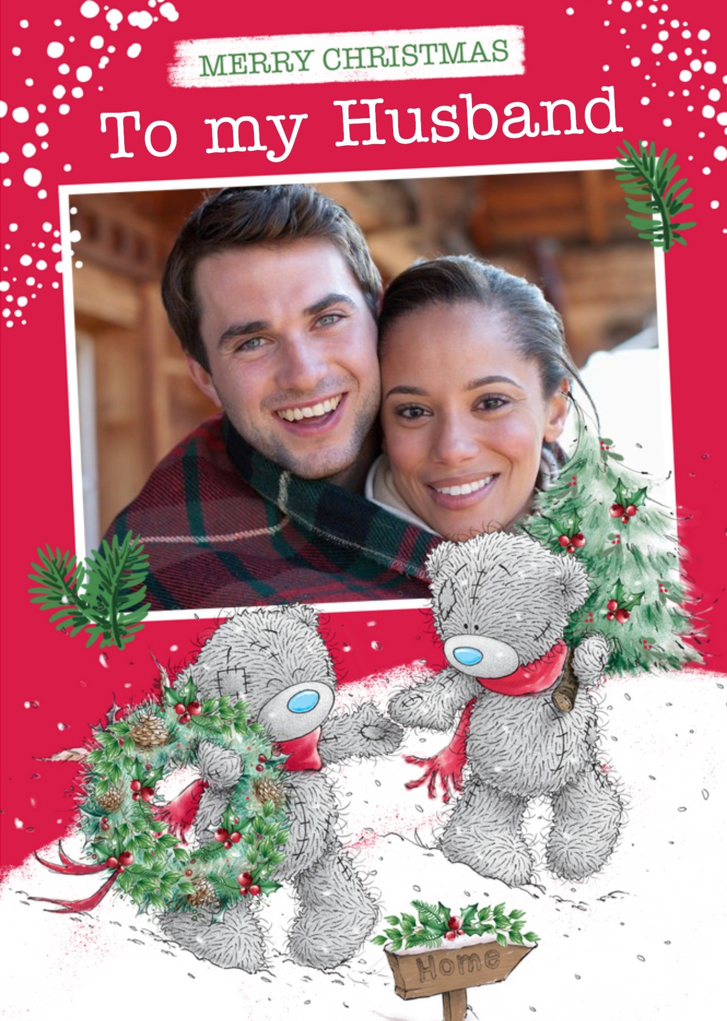 Me To You Tatty Teddy To My Husband Photo Upload Christmas Card, Large