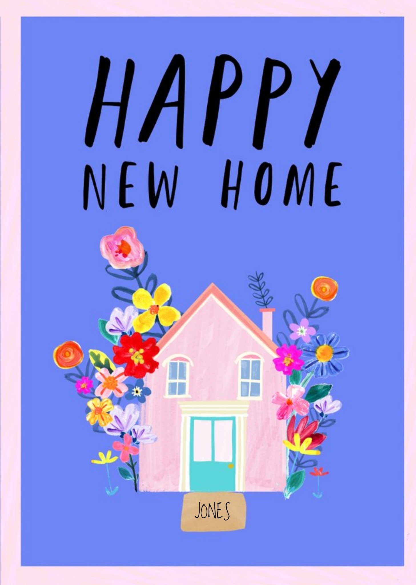 Moonpig Katt Jones Illustration Floral New Home Cute Card, Large