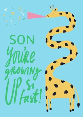 Illustration Of A Cute Giraffe Son's Birthday Card