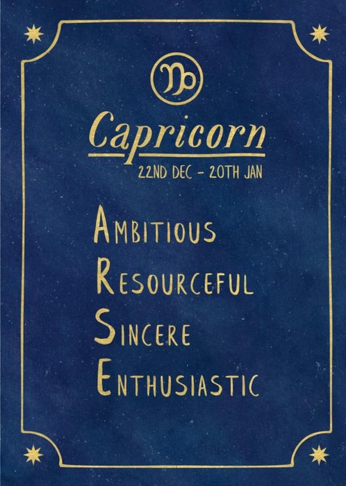 Funny rude horoscope birthday card - Capricorn