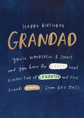 Typographic Wonderful Love Grandad Happy Birthday Card