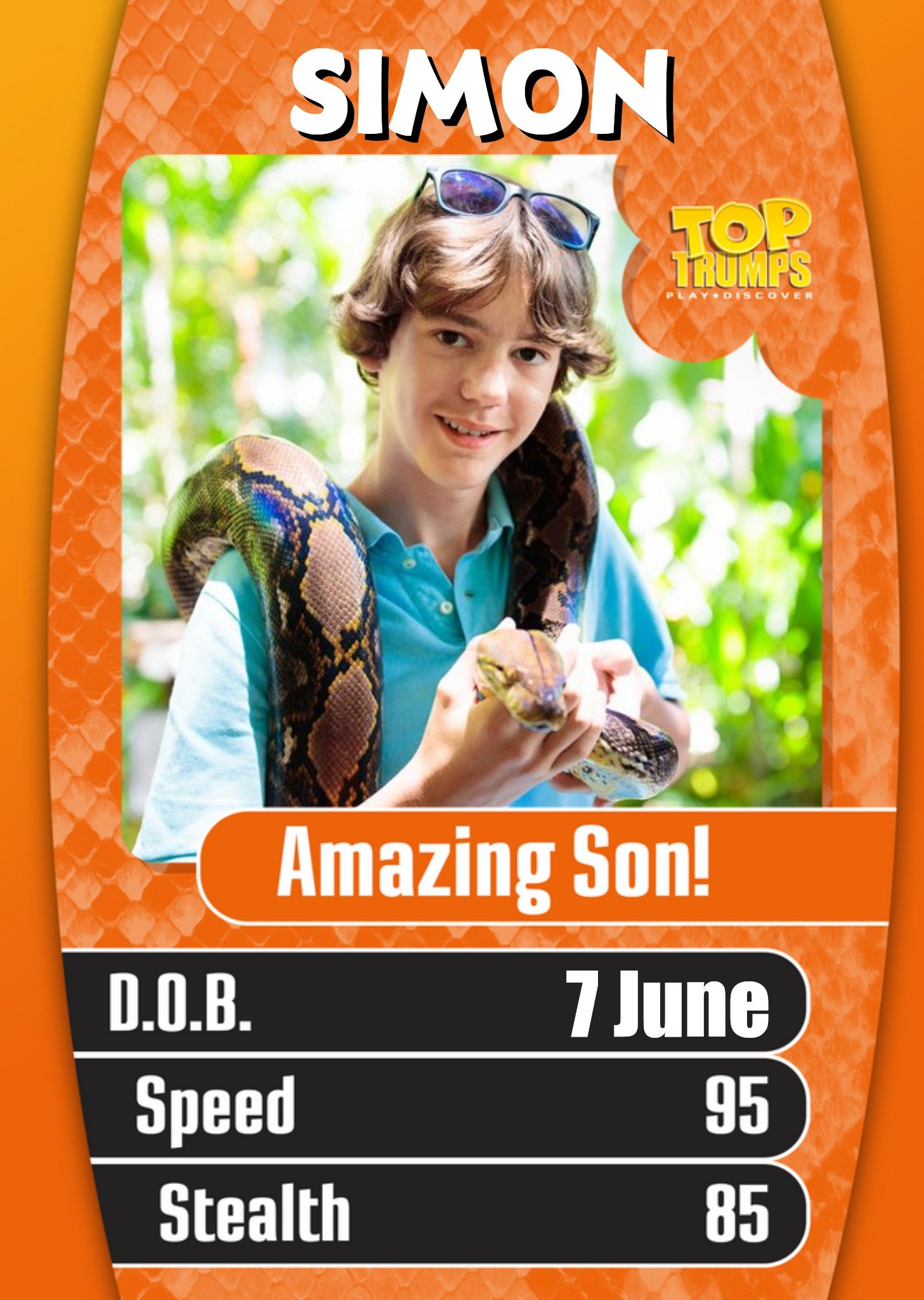 Other Top Trumps To An Amazing Son Photo Upload Birthday Card, Large