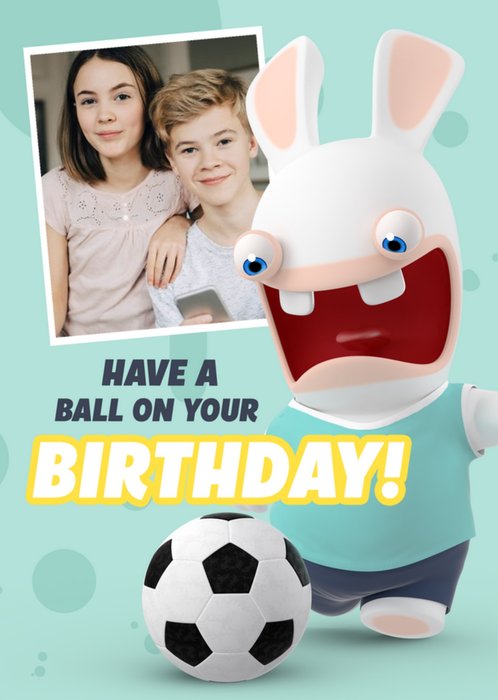 Rabbids Football Photo Upload Birthday Card