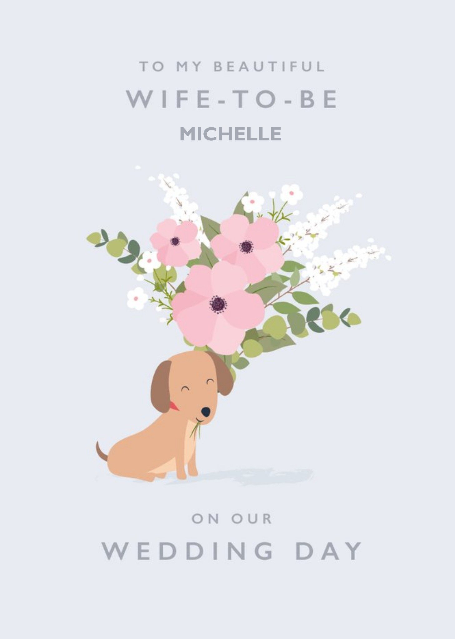 Blue Sausage Dog Wife-To-Be Wedding Card Ecard