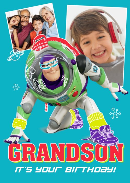 Toy Story Buzz Lightyear Grandson It's Your Birthday Photo Upload Card