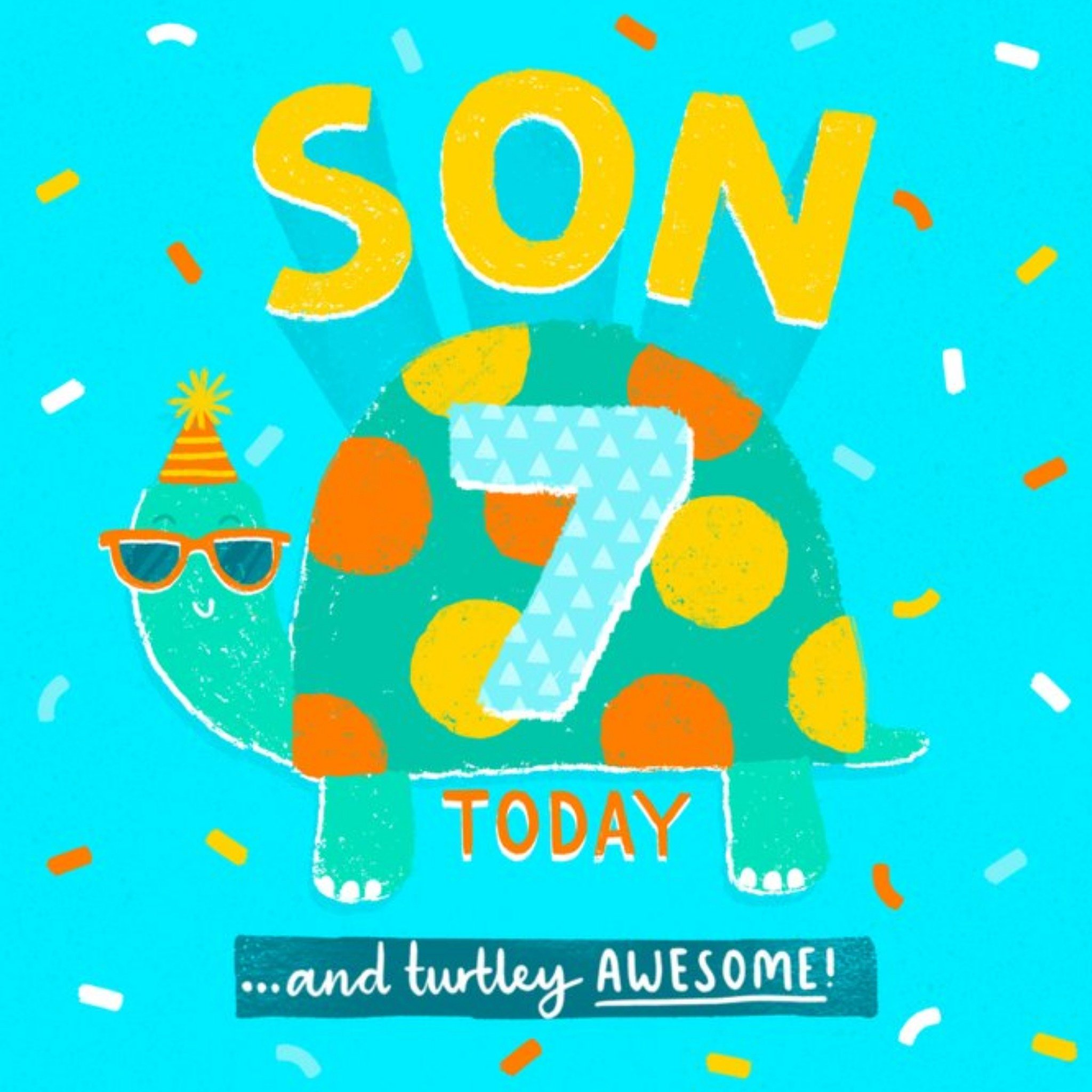 Moonpig Turtely Awesome Son 7th Birthday Card, Large