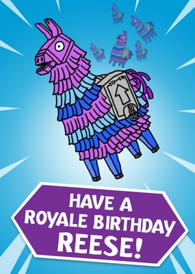 Video Game Royale Llama Birthday Card