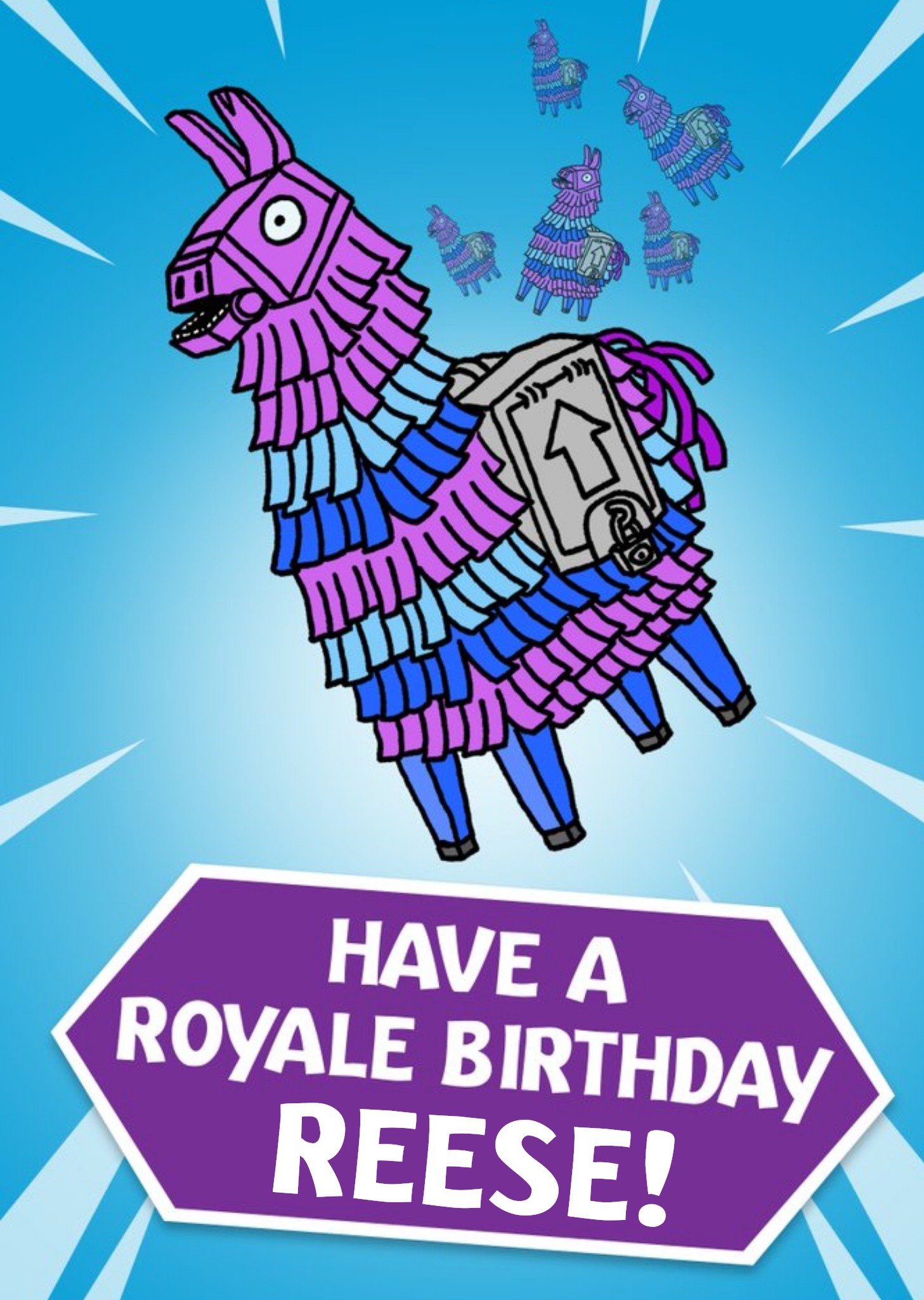 Moonpig Video Game Royale Llama Birthday Card, Large