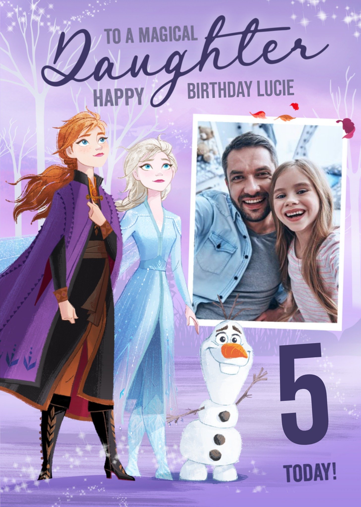 Disney Frozen 2 Magical Daughter Photo Upload 5th Birthday Card, Large