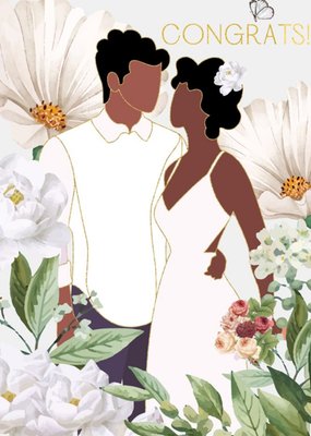 Anoela Floral Couple Illustration Congrats Card