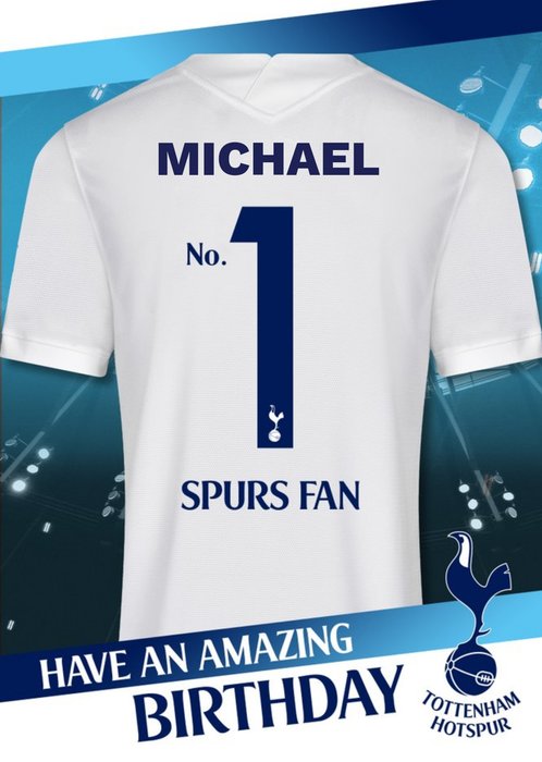 Tottenham Hotspur FC Football Club No.1 Fan Football Shirt Birthday Card