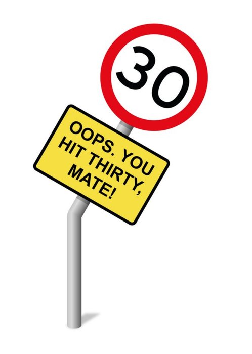 Funny Road Sign You Hit 30 Birthday Card