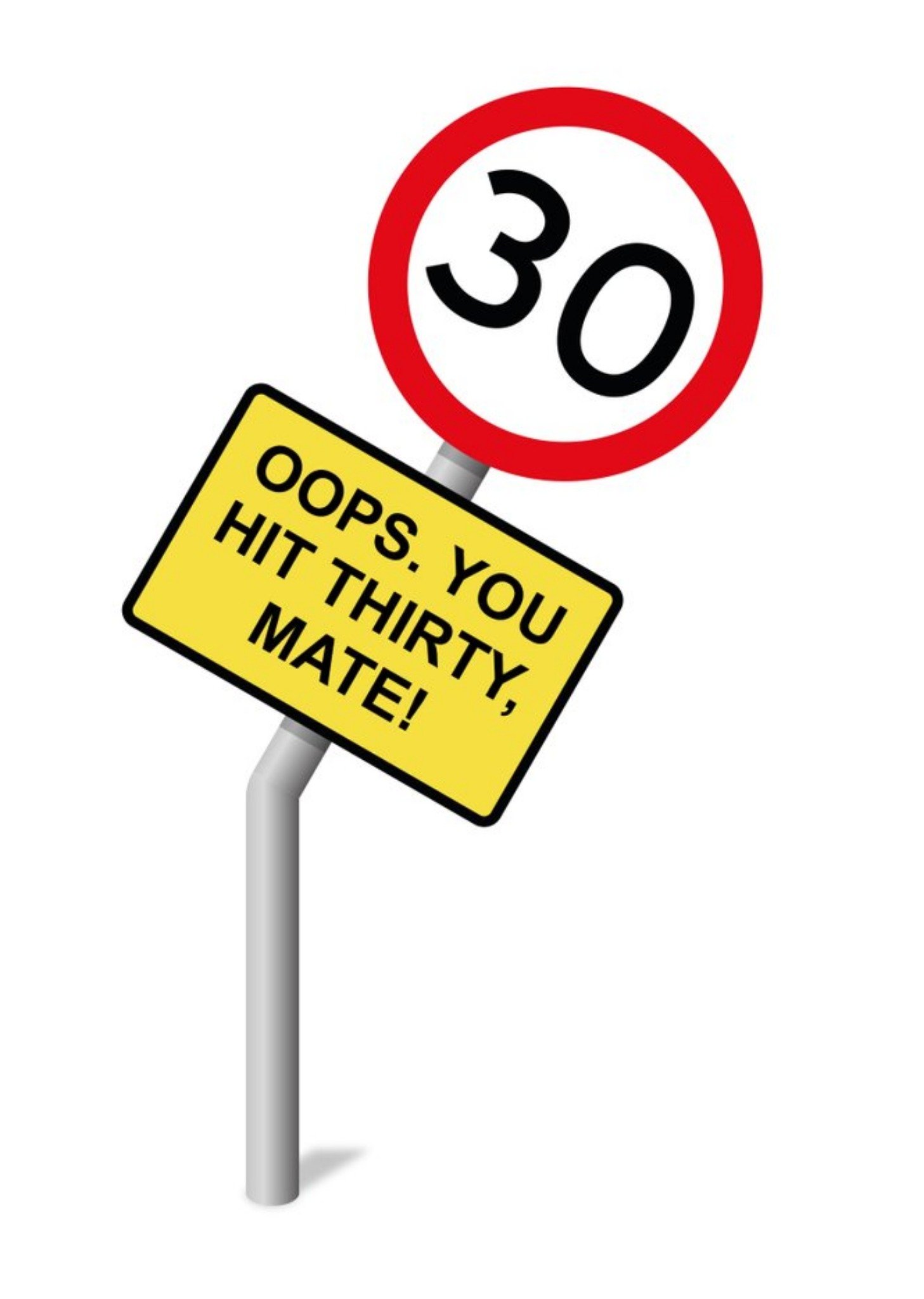 Moonpig Funny Road Sign You Hit 30 Birthday Card, Large