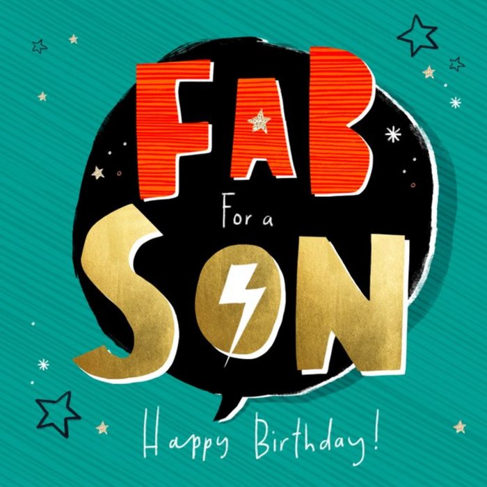 Abstract Typographic Design For A Fab Son Happy Birthday Card