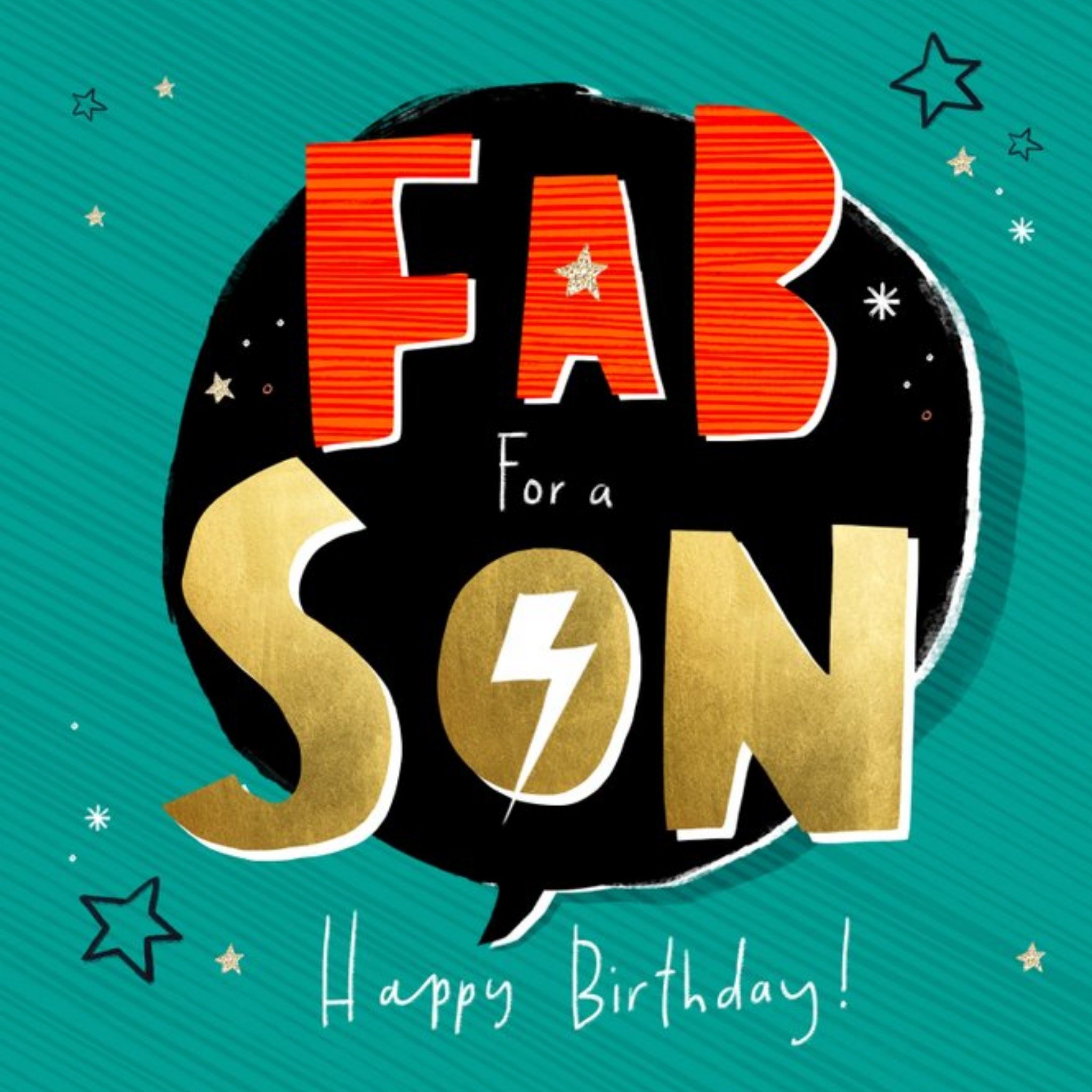 Moonpig Abstract Typographic Design For A Fab Son Happy Birthday Card, Large