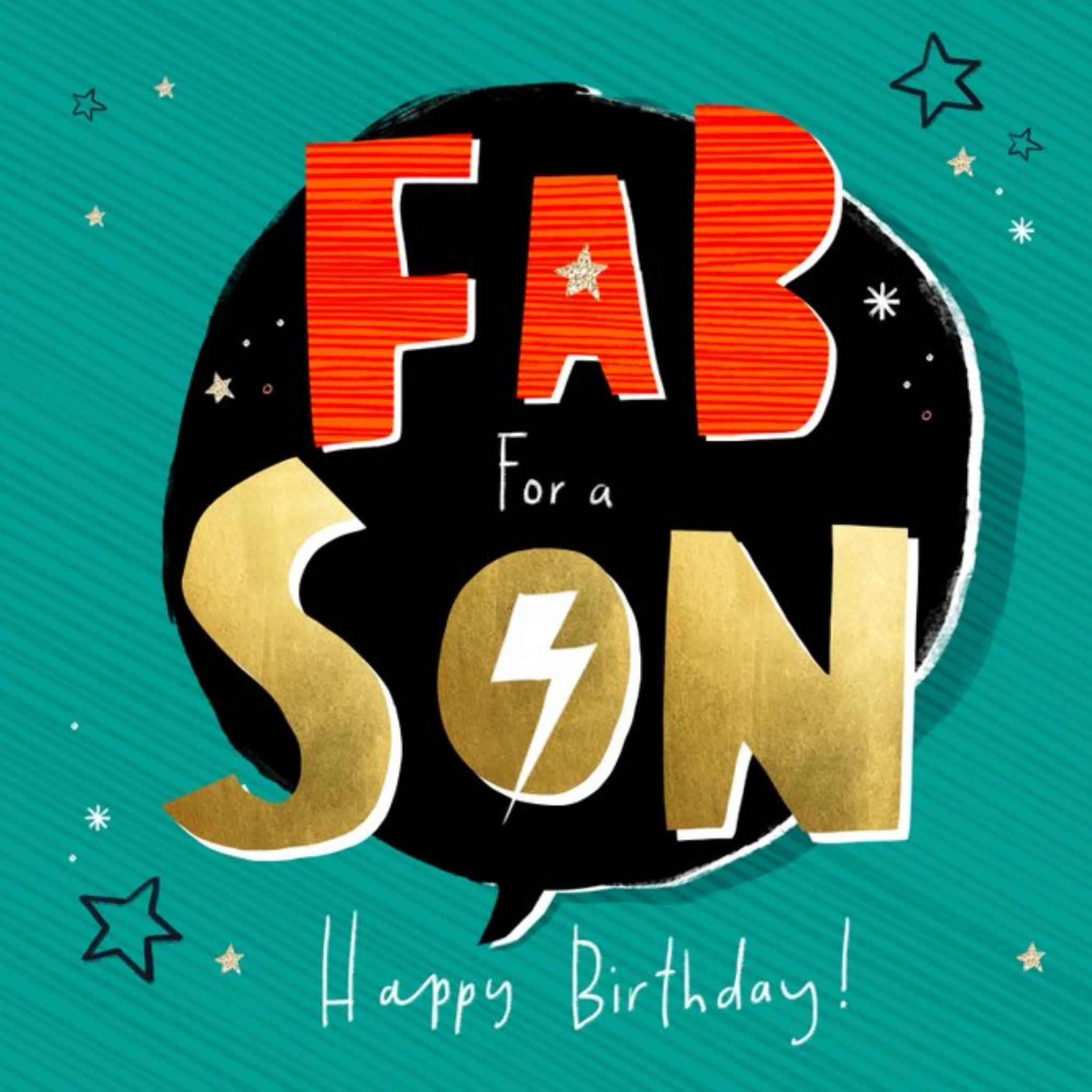 Abstract Typographic Design For A Fab Son Happy Birthday Card, Square