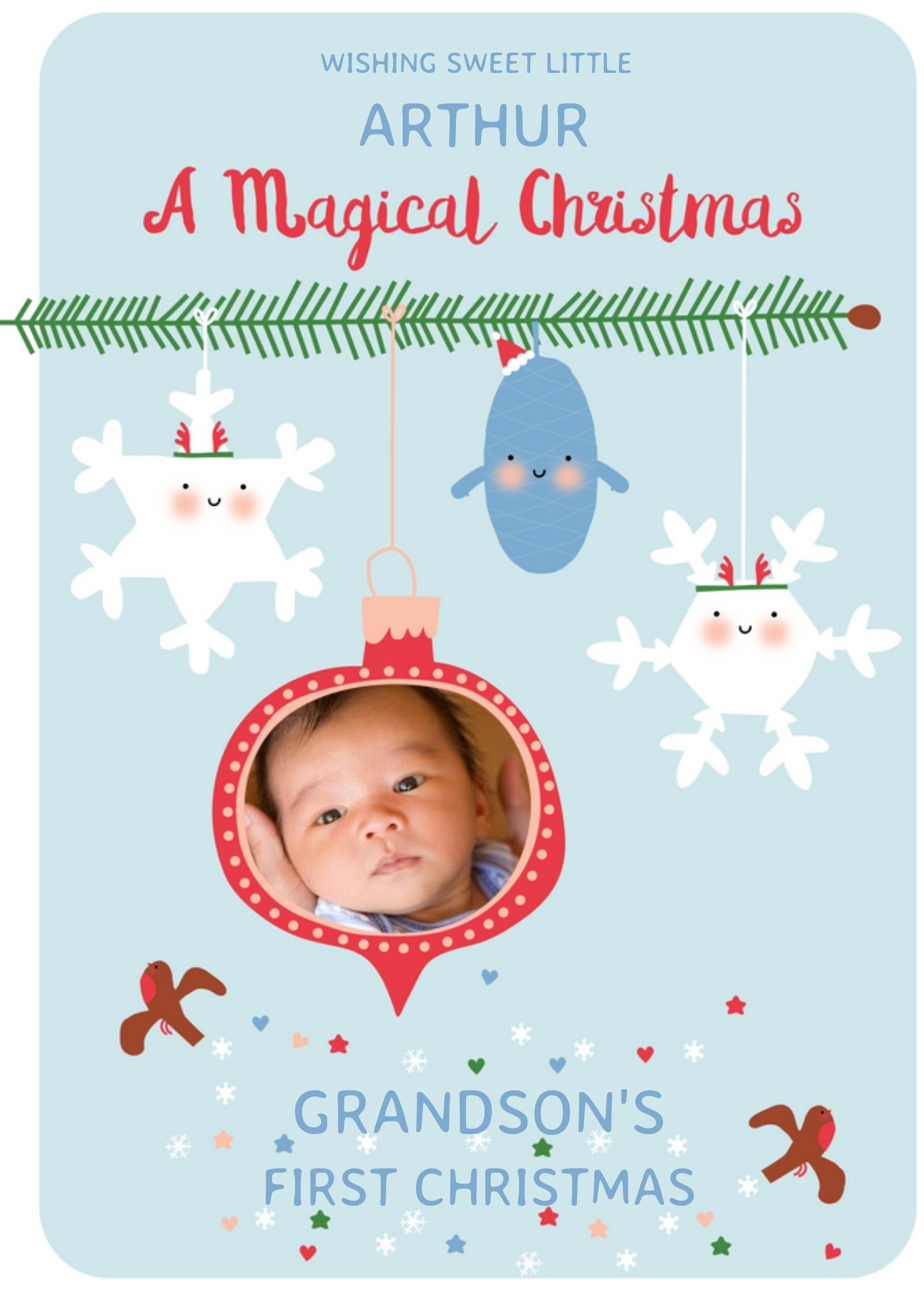 Grandson's First Christmas Photo Upload Card Ecard